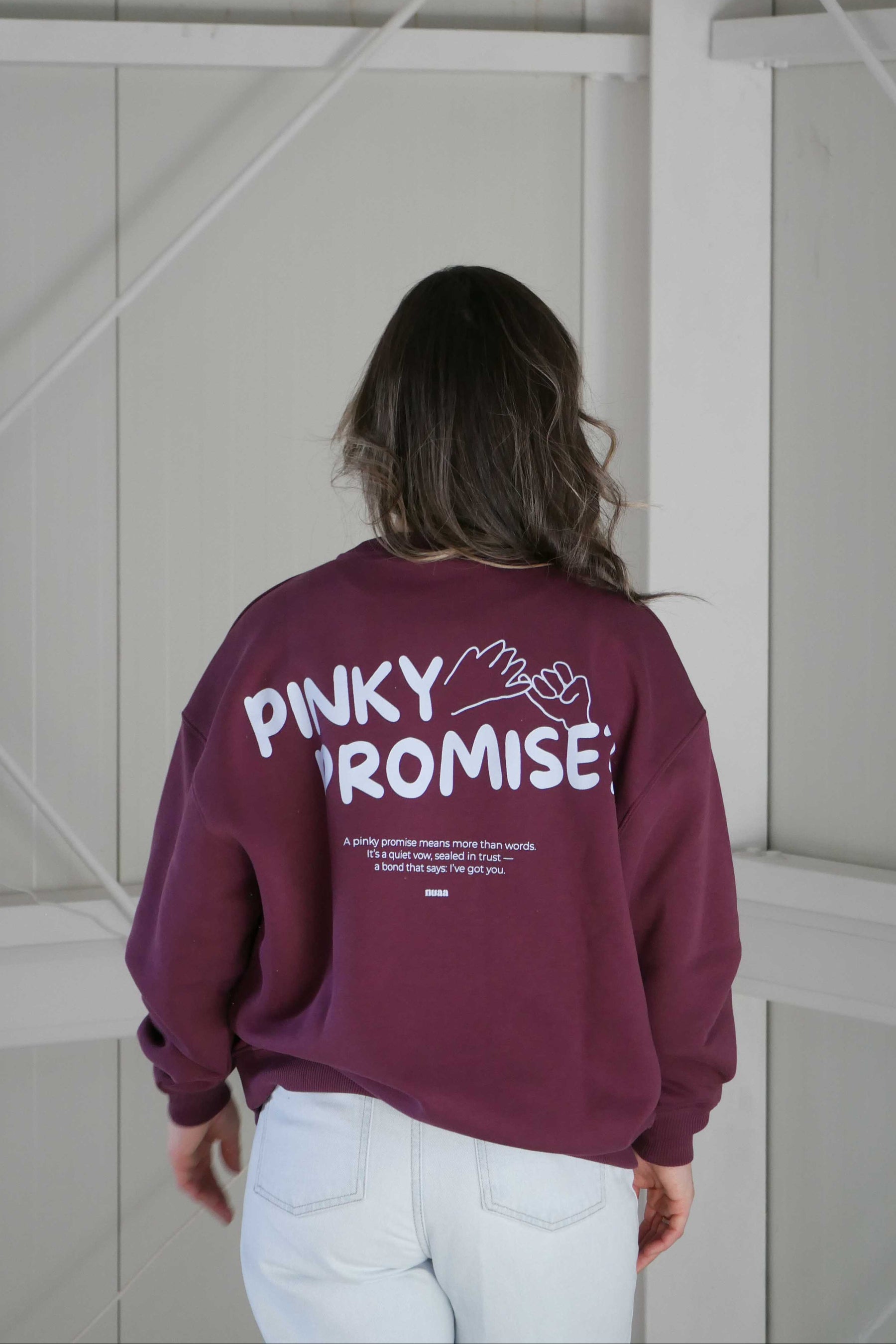 Mom Pinky Promise Sweater Burgundy
