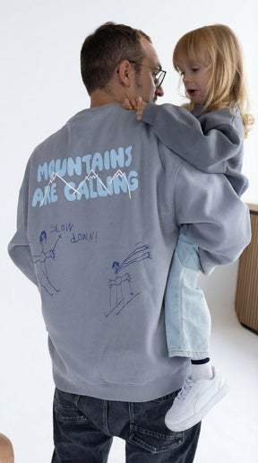 Dad Mountains are Calling Sweater Frost Grey