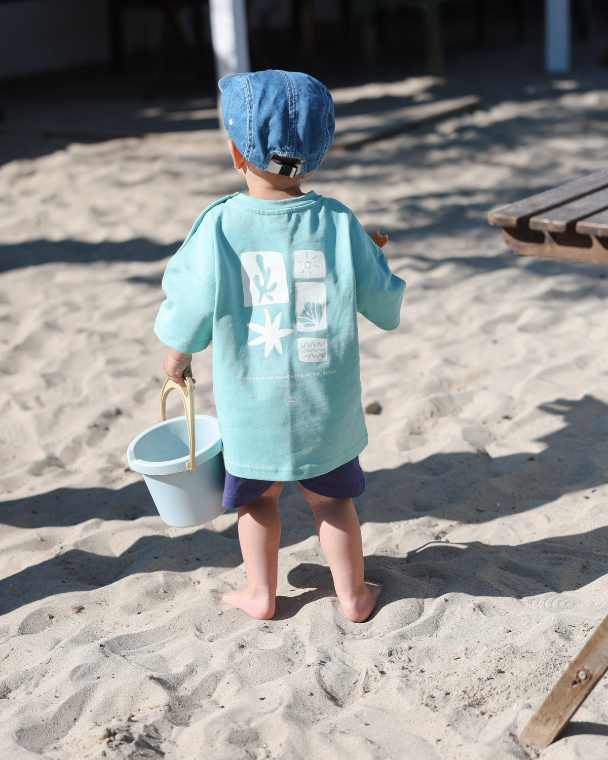Collecting Beach Souveniers Oversized T-Shirt Ocean Green