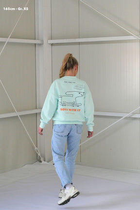 Women Roll with it Sweater Soft Aqua