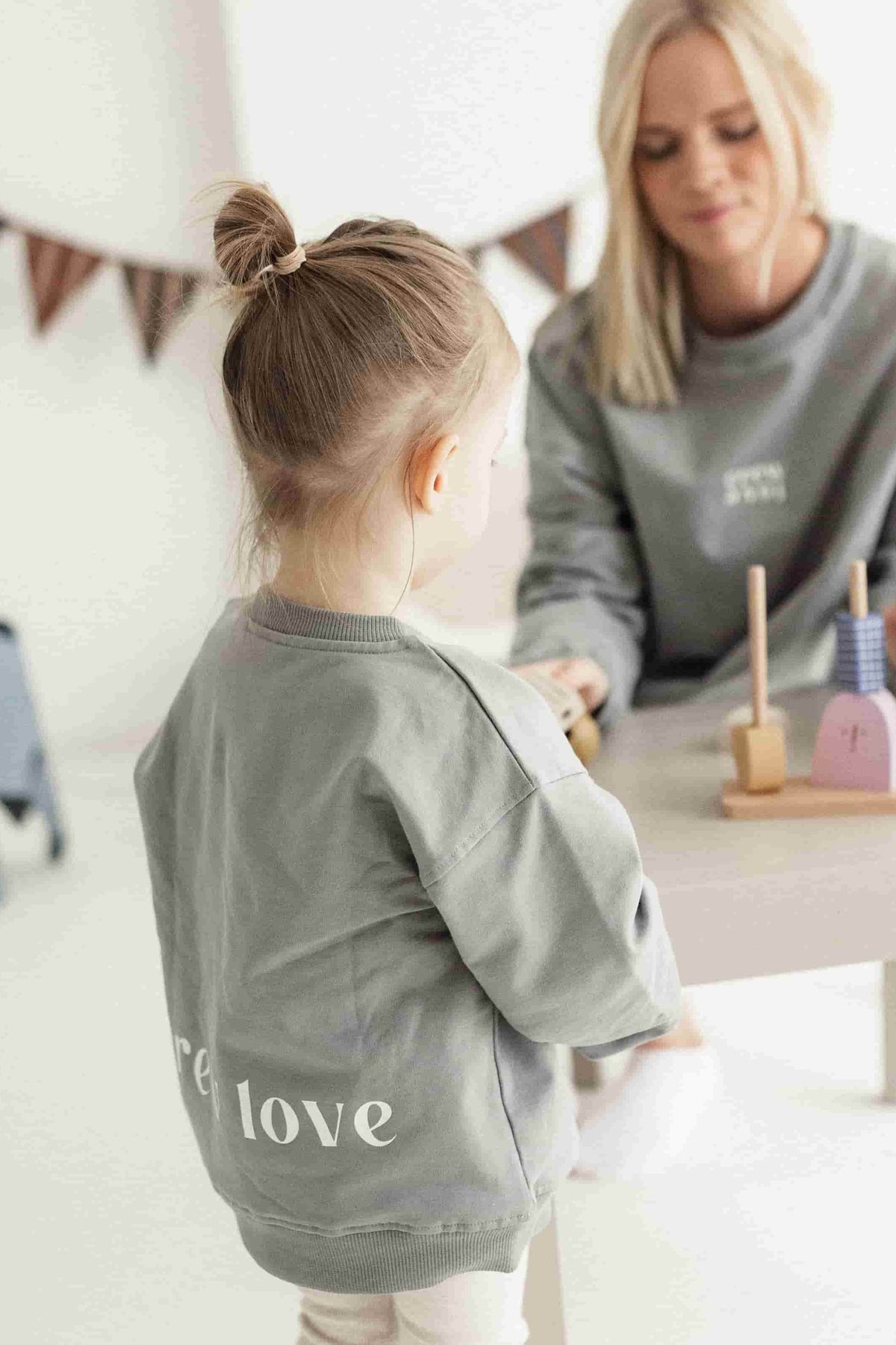 Mini Crew Love Sweater Granite